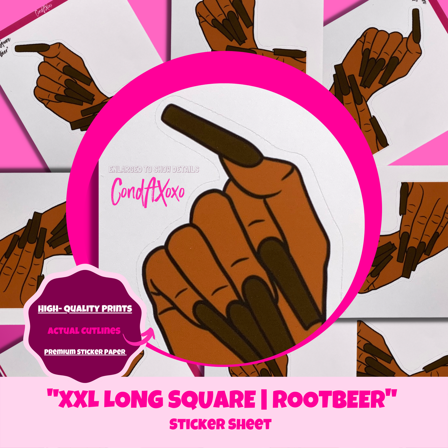 XXL Square "Rootbeer" Nails | Add-On Sticker