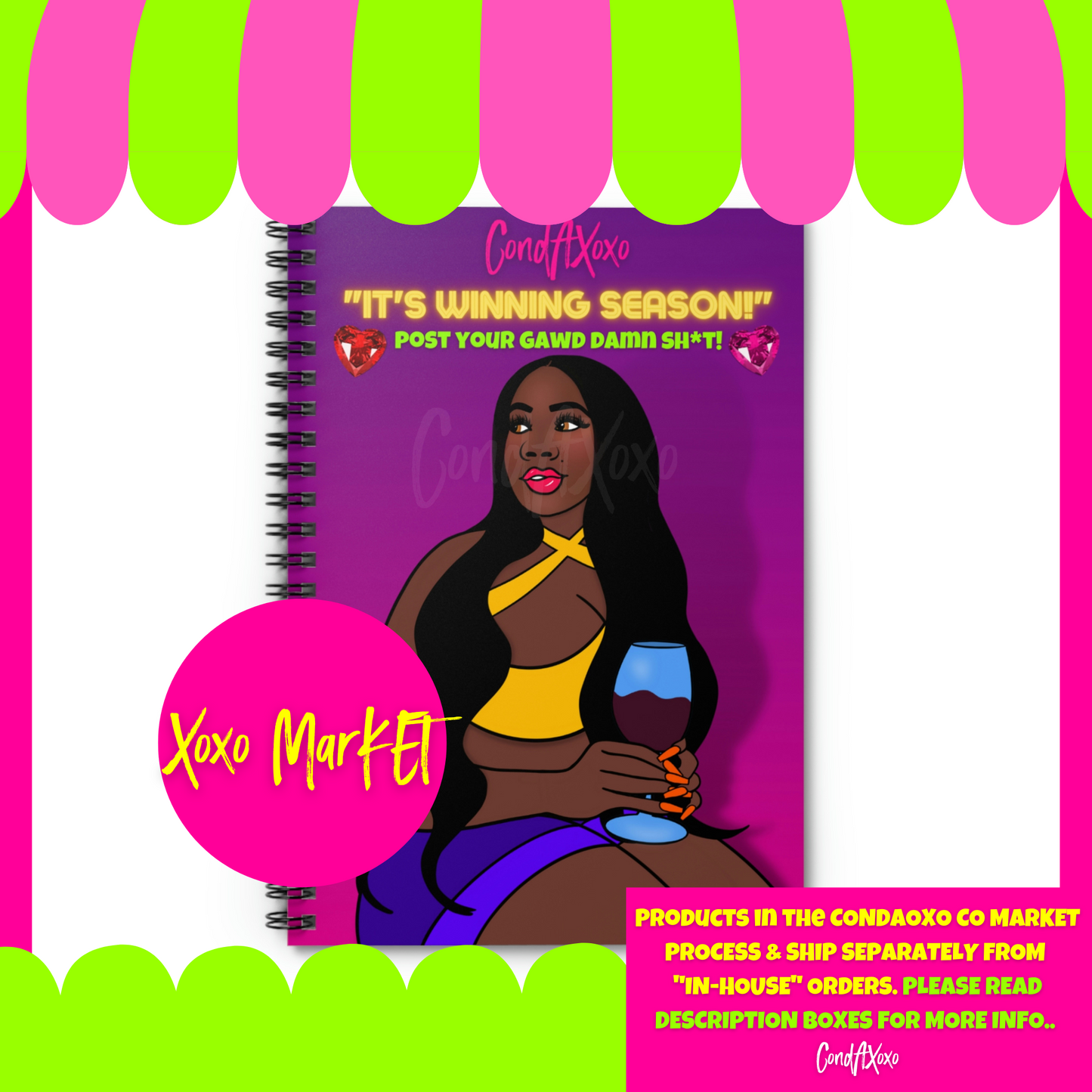 "Post Your Gawd Damn Sh*t!" Gem Drop Series Spiral Notebook W/ The OG Background | Xoxo Market