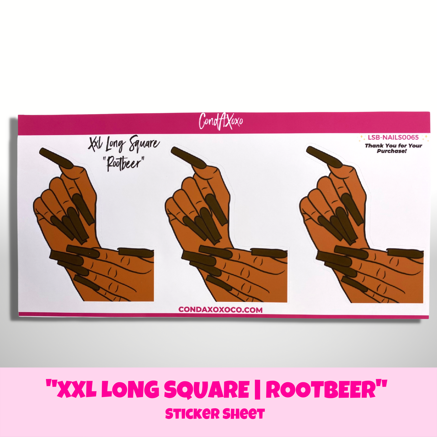 XXL Square "Rootbeer" Nails | Large Sticker Sheet B