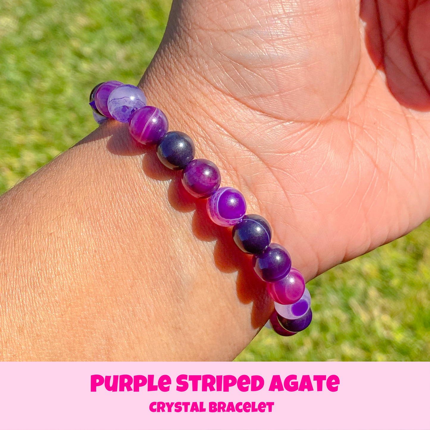 Purple Striped Agate Crystal Bracelet