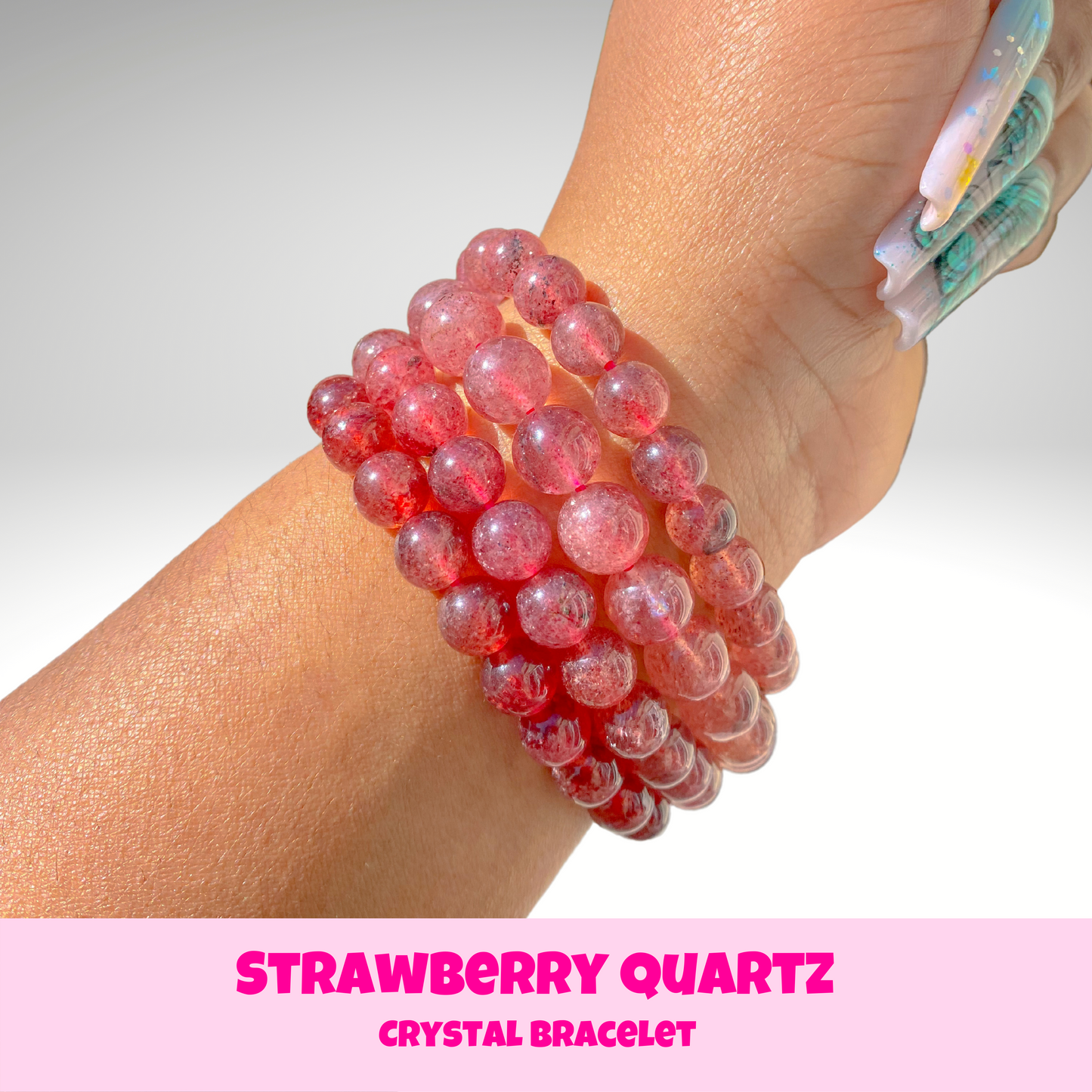 Strawberry Quartz Crystal Bracelet