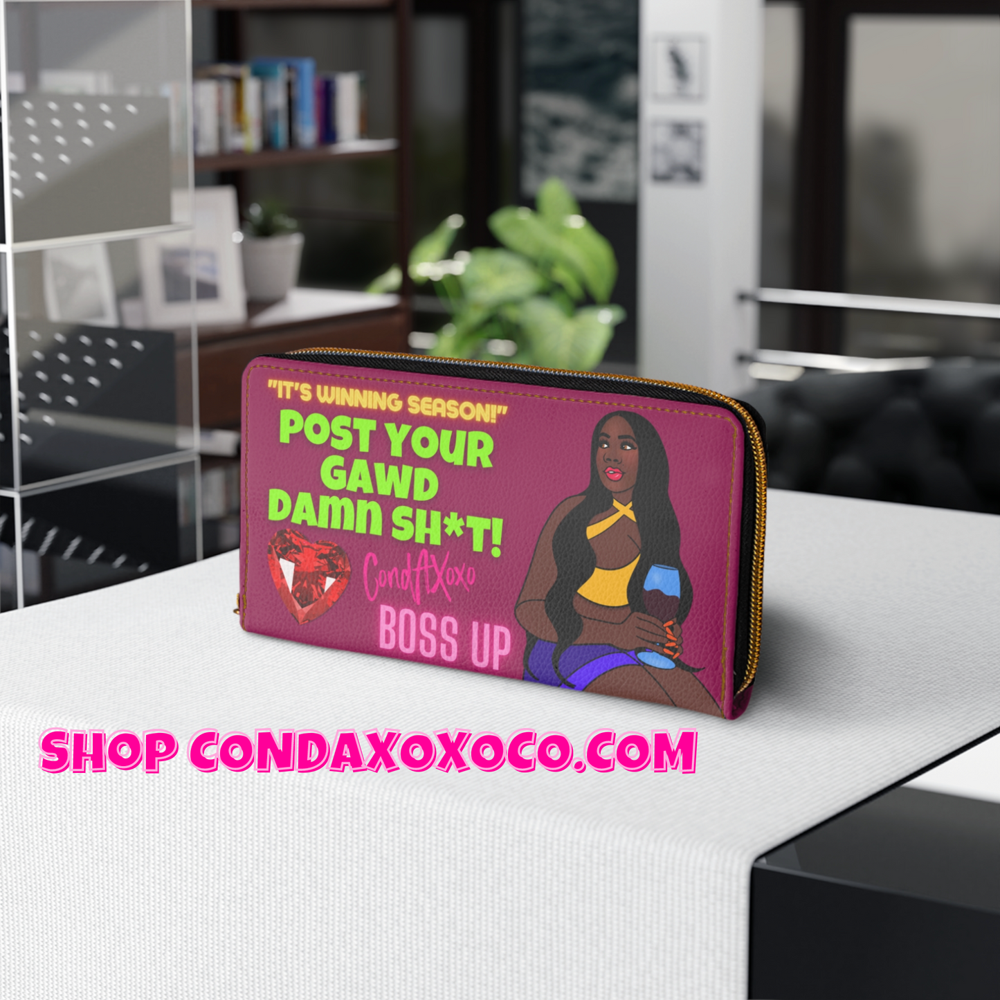 "Post Your Gawd Damn Sh*t!" Raspberry Zipper Wallet | Xoxo Market