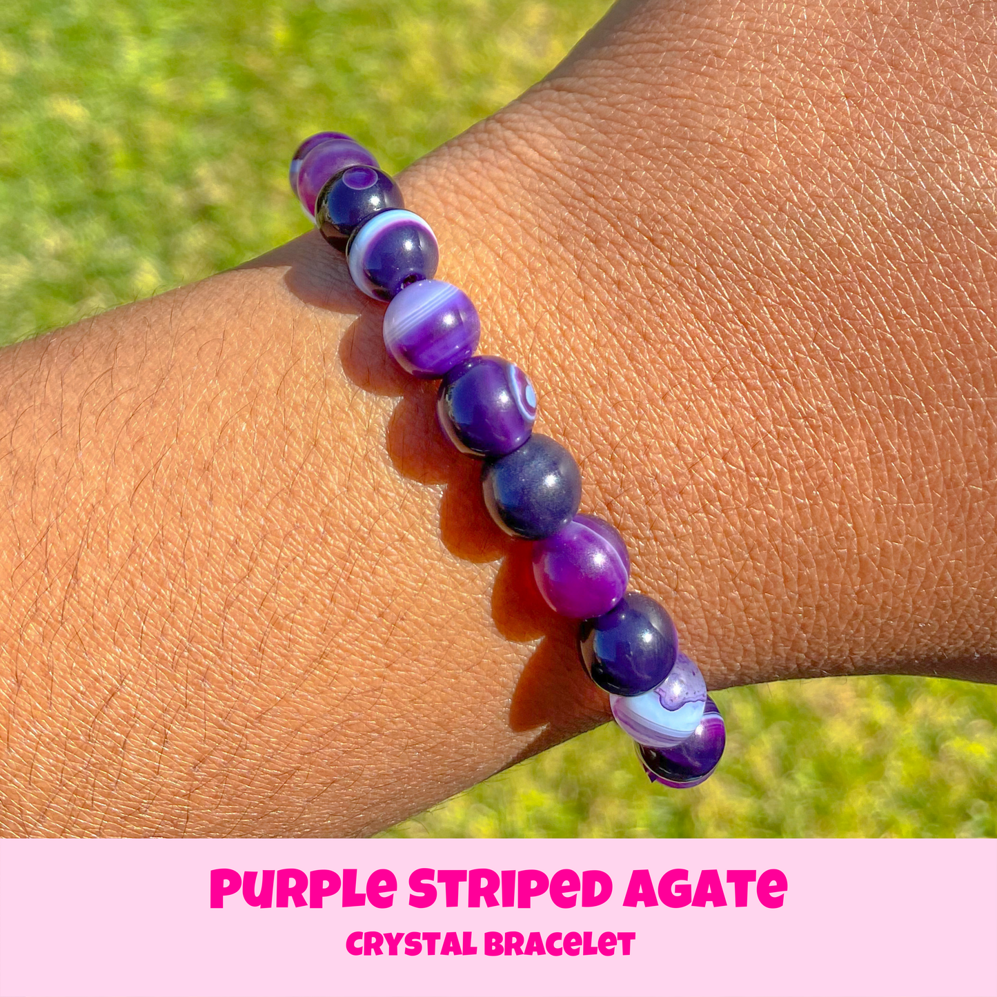 Purple Striped Agate Crystal Bracelet