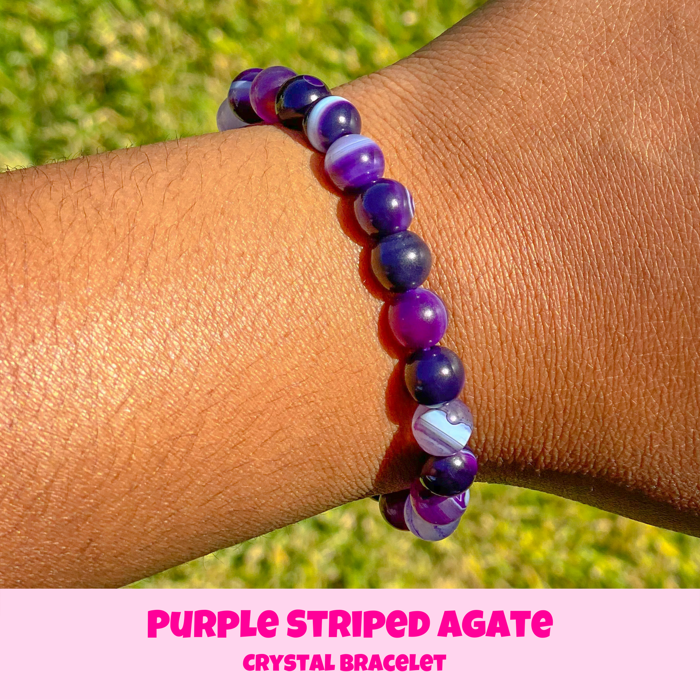 Purple Striped Agate Crystal Bracelet
