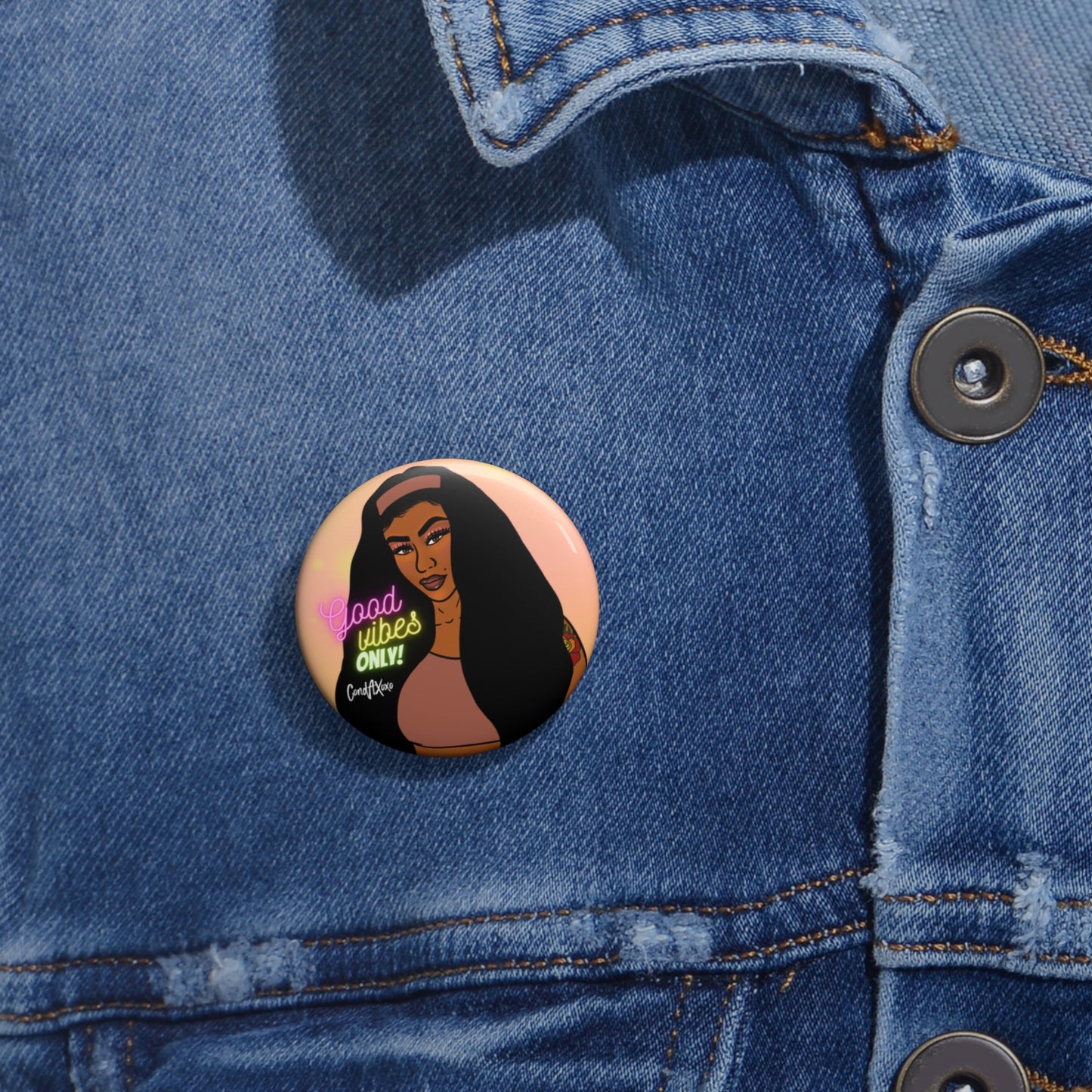 "Angie" Good Vibes Pinback Button | Xoxo Market
