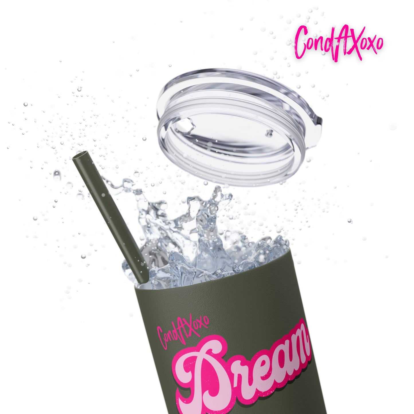 Dream Skinny Tumbler with Straw, 20oz (Pink Logo) | Xoxo Market