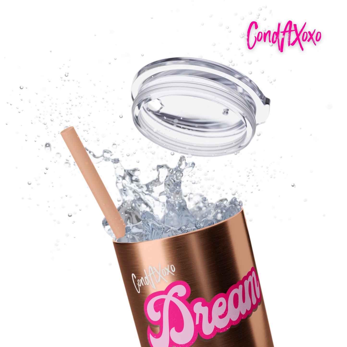 Dream Skinny Tumbler with Straw, 20oz (White Logo) | Xoxo Market