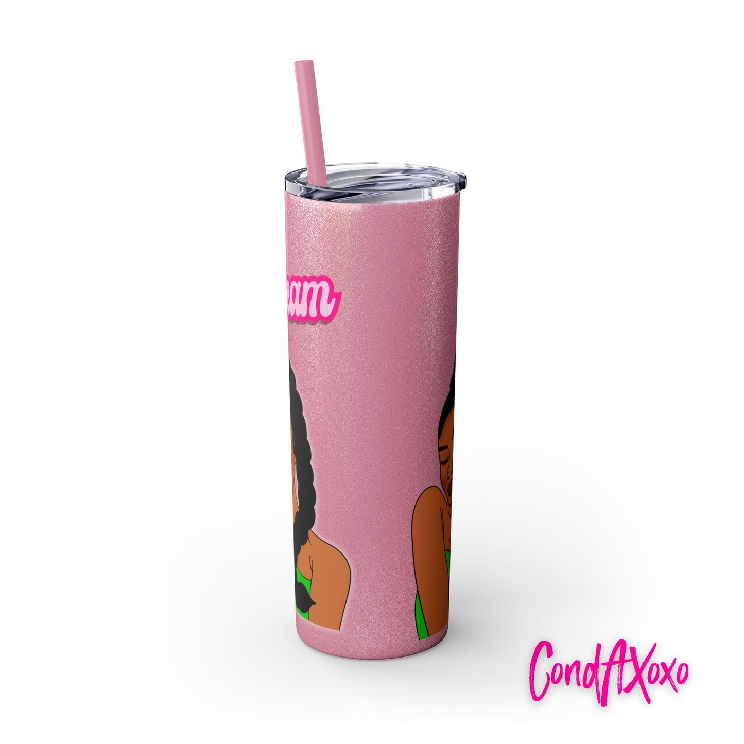 Dream Skinny Tumbler with Straw, 20oz (White Logo) | Xoxo Market