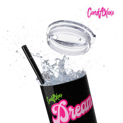 Dream Skinny Tumbler with Straw, 20oz (Green Logo) | Xoxo Market