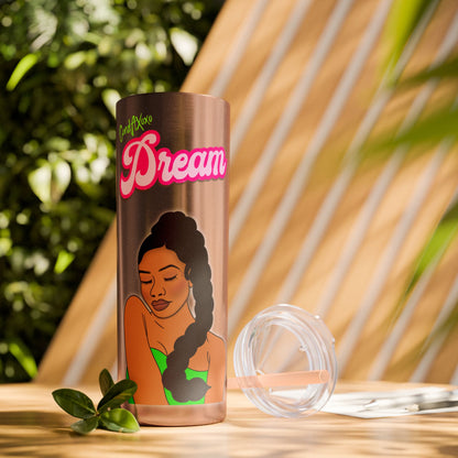 Dream Skinny Tumbler with Straw, 20oz (Green Logo) | Xoxo Market