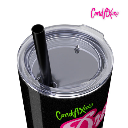 Dream Skinny Tumbler with Straw, 20oz (Green Logo) | Xoxo Market