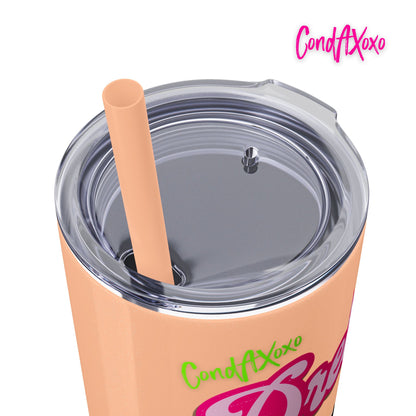 Dream Skinny Tumbler with Straw, 20oz (Green Logo) | Xoxo Market