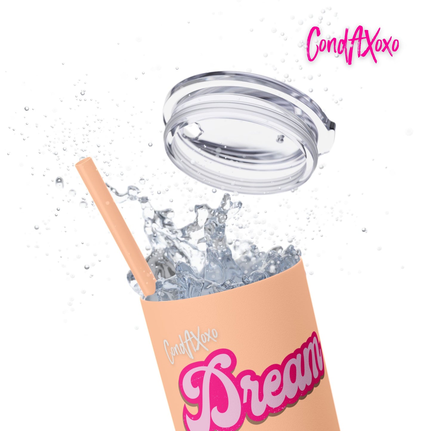 Dream Skinny Tumbler with Straw, 20oz (White Logo) | Xoxo Market