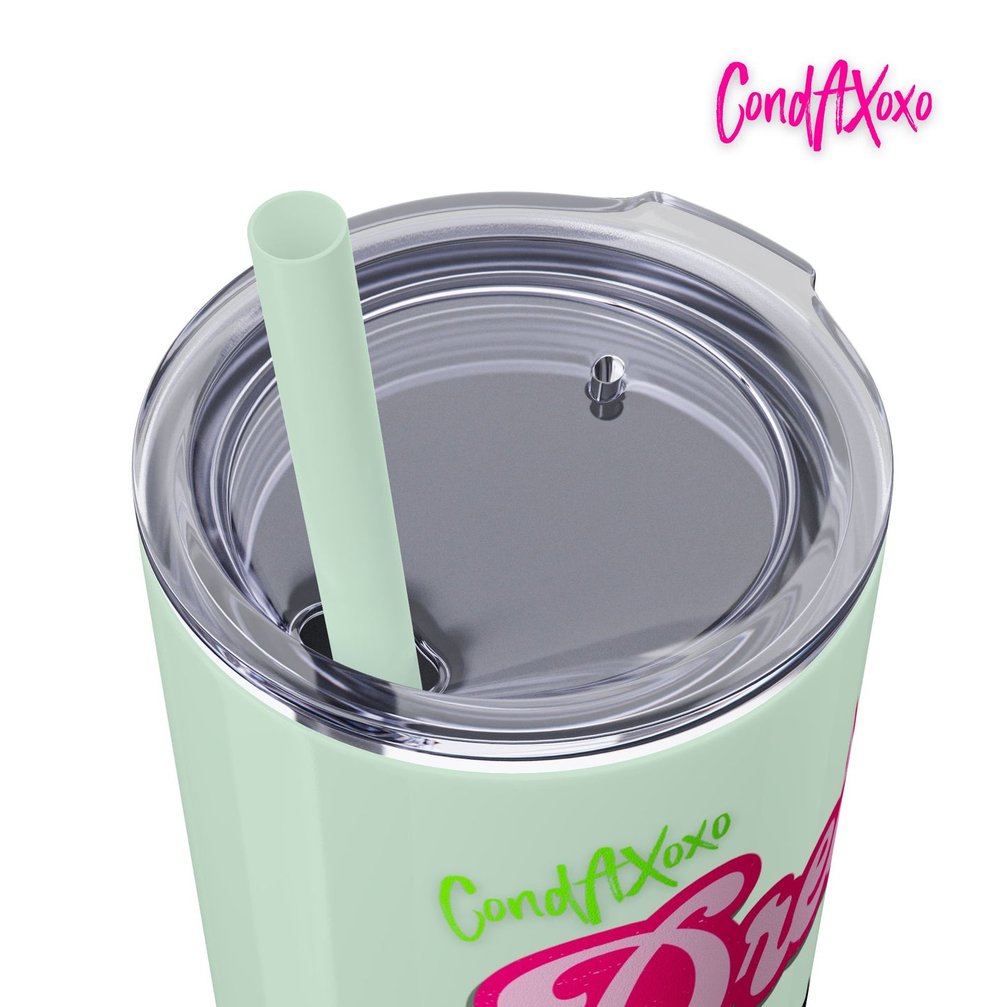 Dream Skinny Tumbler with Straw, 20oz (Green Logo) | Xoxo Market