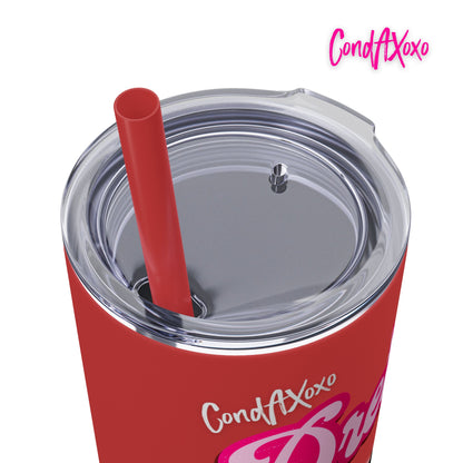 Dream Skinny Tumbler with Straw, 20oz (White Logo) | Xoxo Market