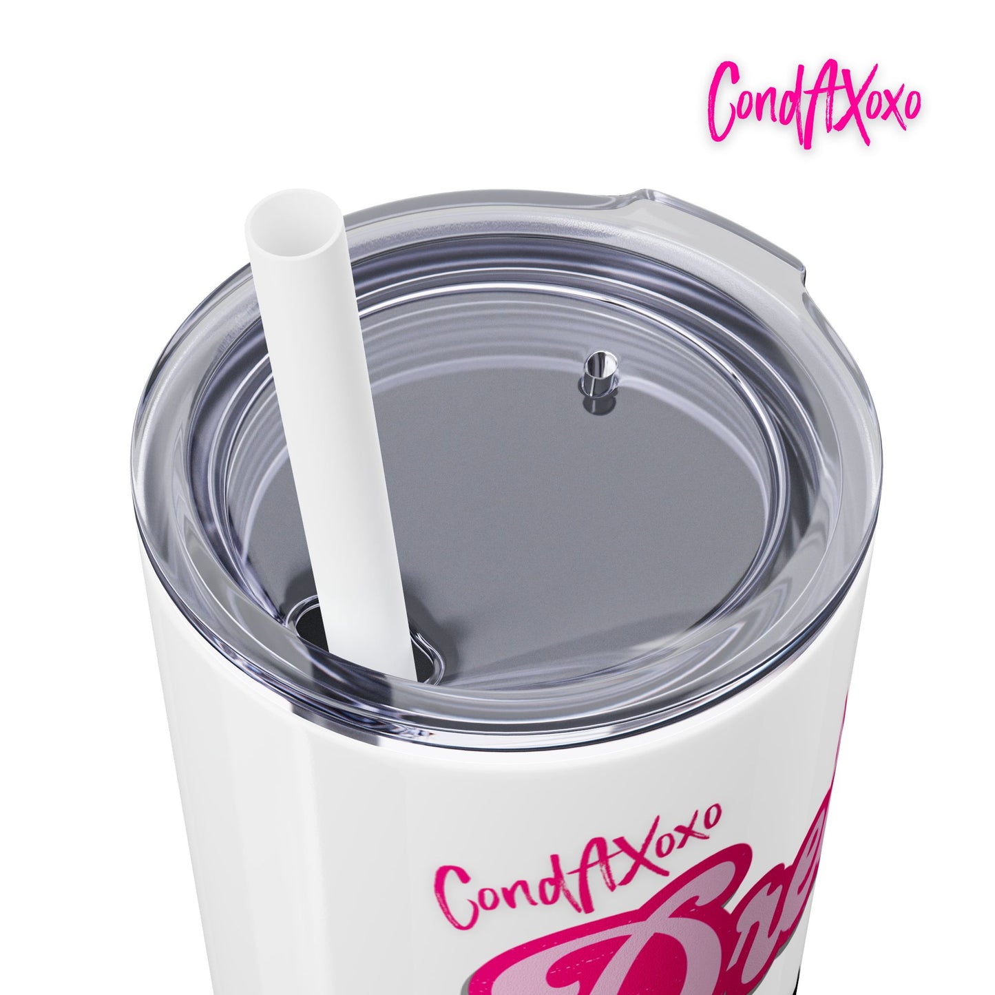 Dream Skinny Tumbler with Straw, 20oz (Pink Logo) | Xoxo Market