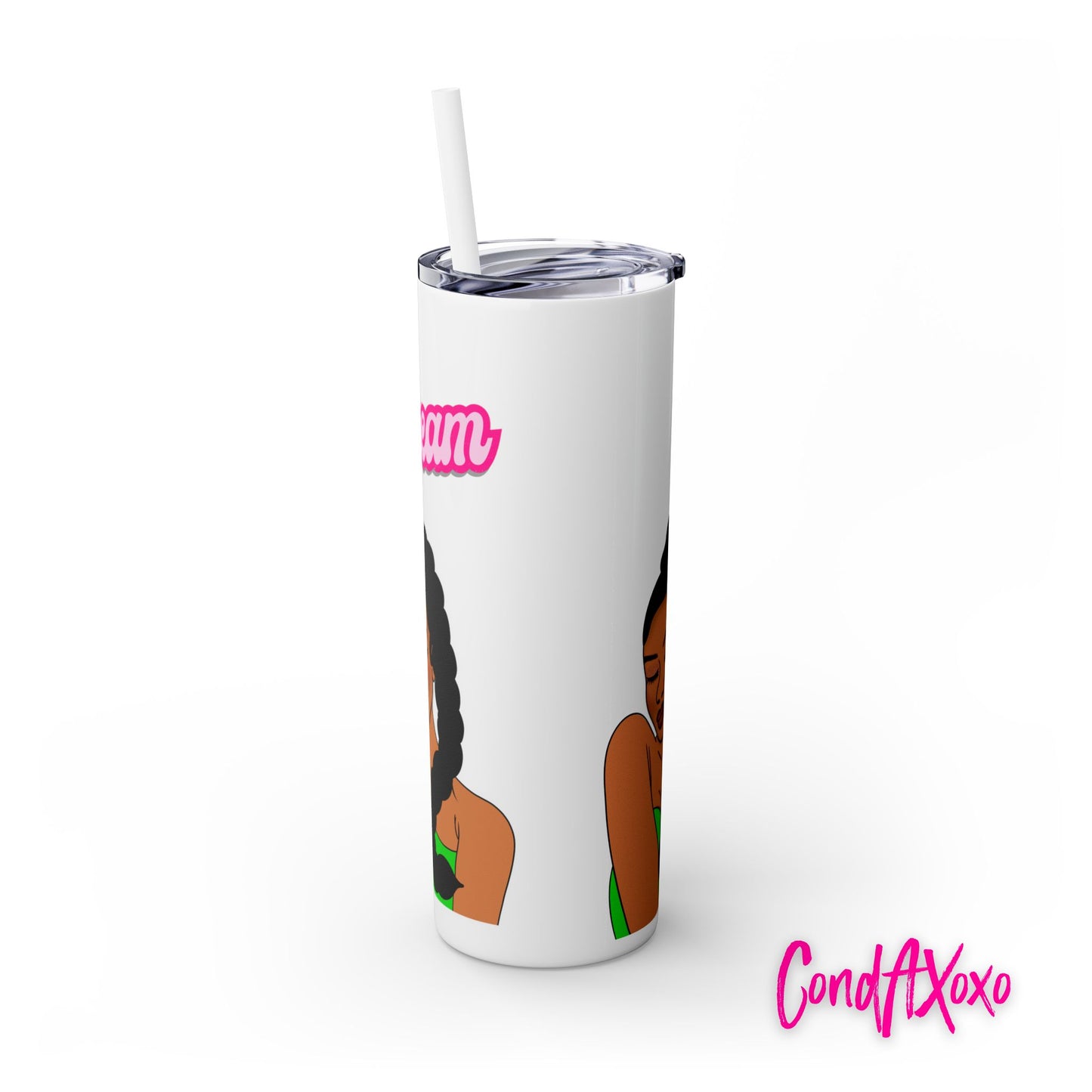 Dream Skinny Tumbler with Straw, 20oz (Green Logo) | Xoxo Market