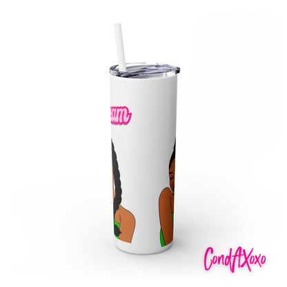 Dream Skinny Tumbler with Straw, 20oz (Green Logo) | Xoxo Market