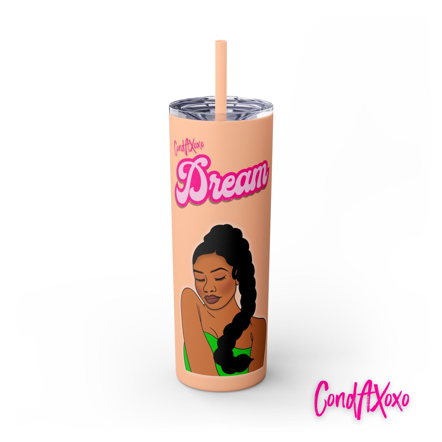 Dream Skinny Tumbler with Straw, 20oz (Pink Logo) | Xoxo Market