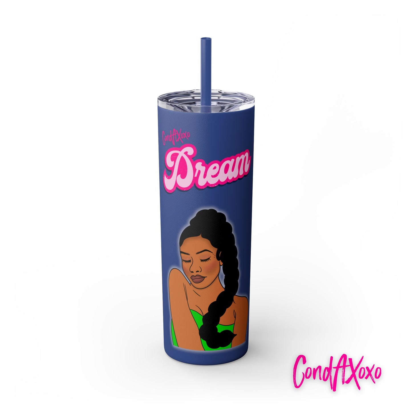 Dream Skinny Tumbler with Straw, 20oz (Pink Logo) | Xoxo Market