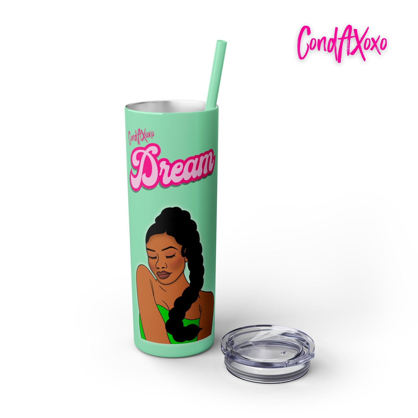 Dream Skinny Tumbler with Straw, 20oz (Pink Logo) | Xoxo Market