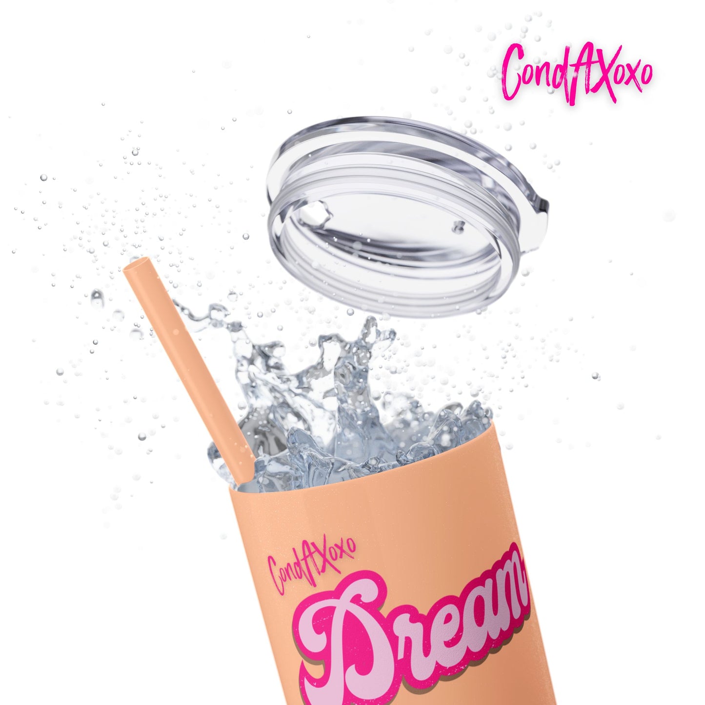 Dream Skinny Tumbler with Straw, 20oz (Pink Logo) | Xoxo Market