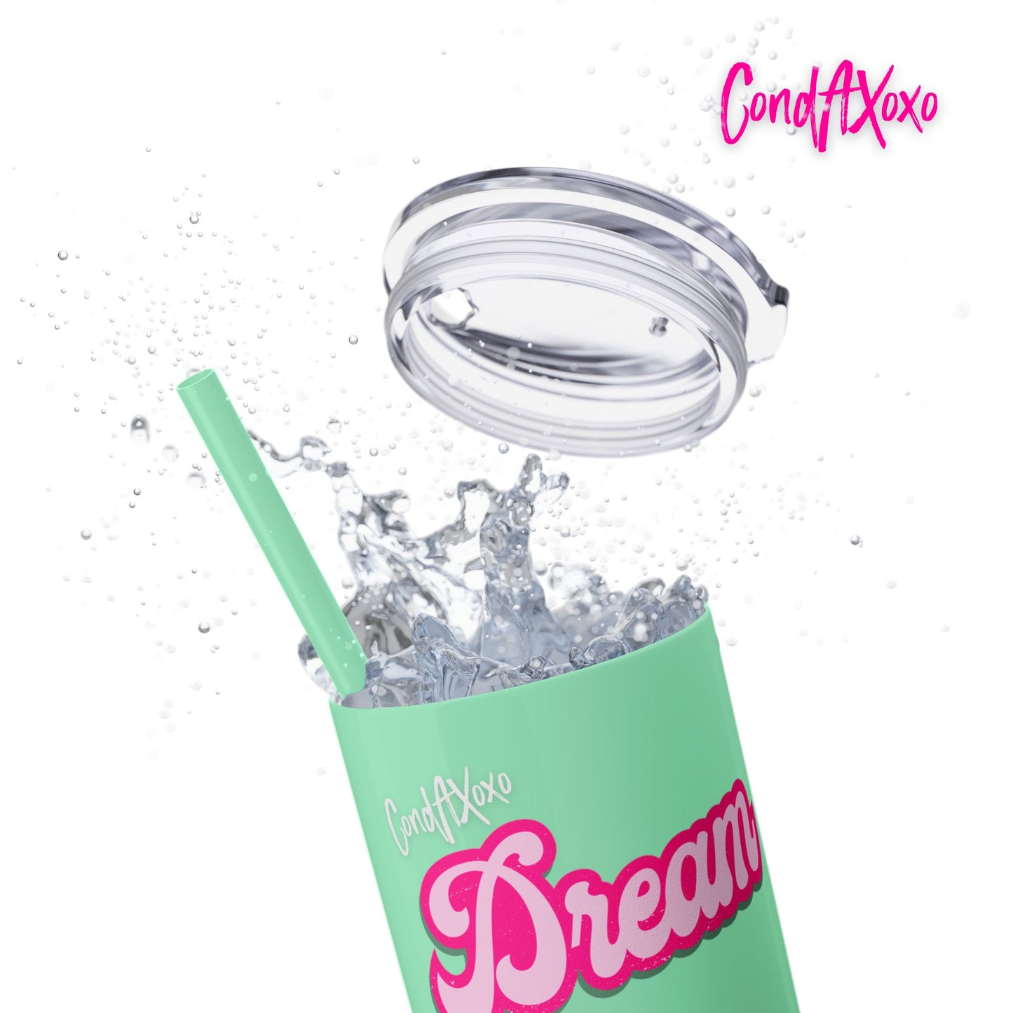 Dream Skinny Tumbler with Straw, 20oz (White Logo) | Xoxo Market