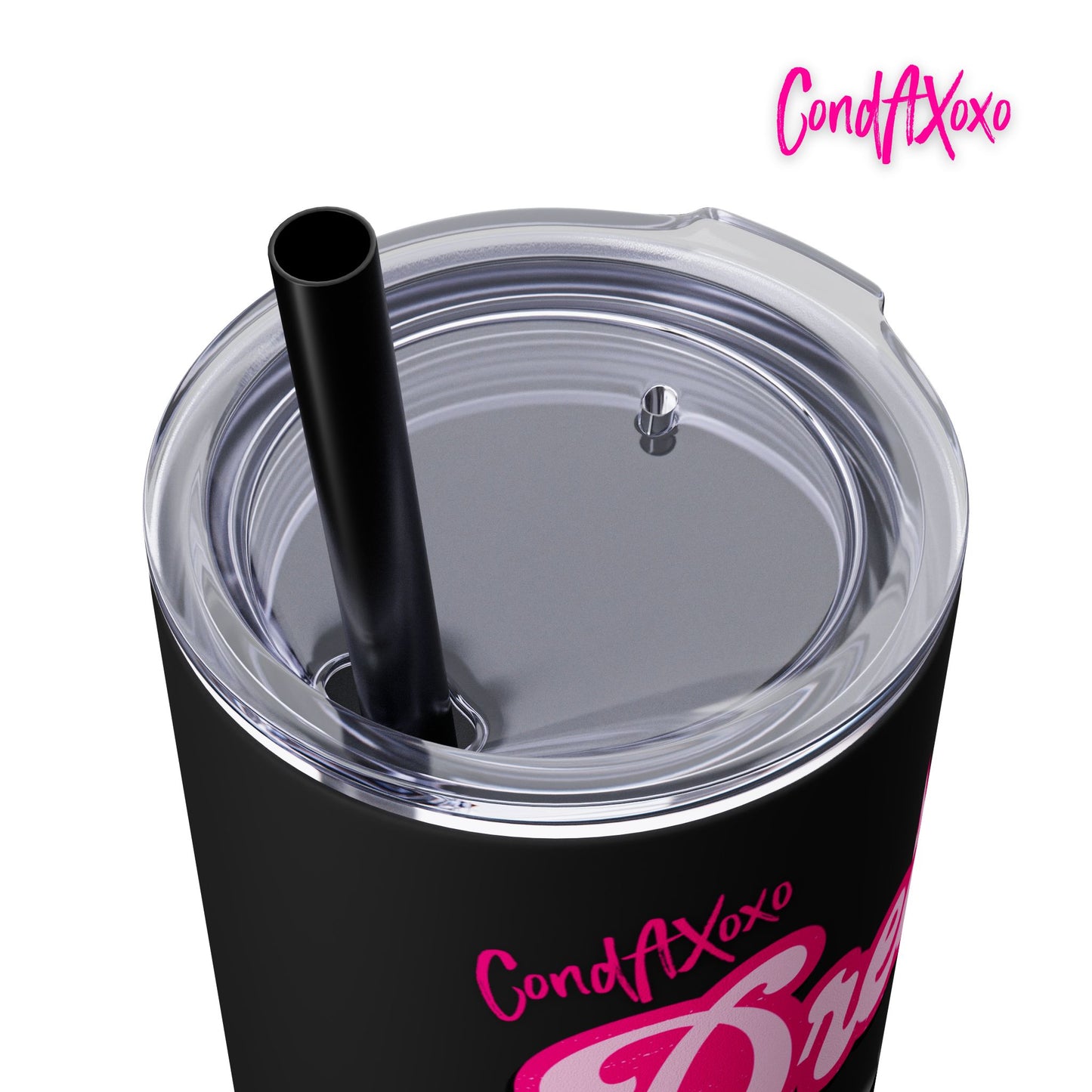 Dream Skinny Tumbler with Straw, 20oz (Pink Logo) | Xoxo Market