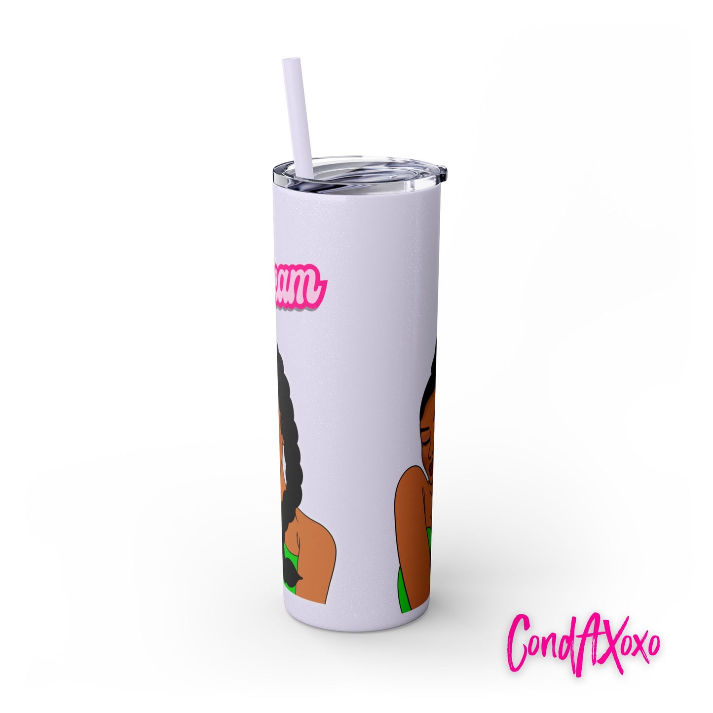 Dream Skinny Tumbler with Straw, 20oz (White Logo) | Xoxo Market