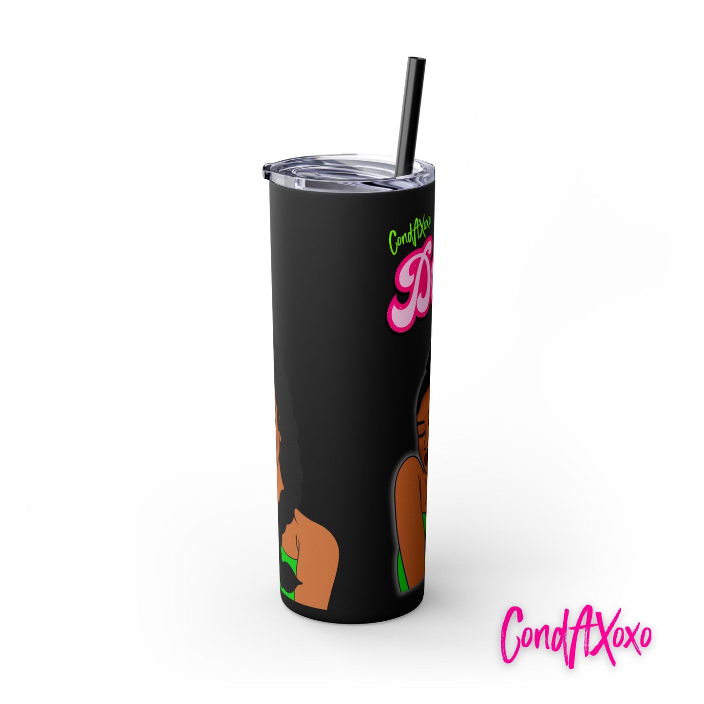 Dream Skinny Tumbler with Straw, 20oz (Green Logo) | Xoxo Market