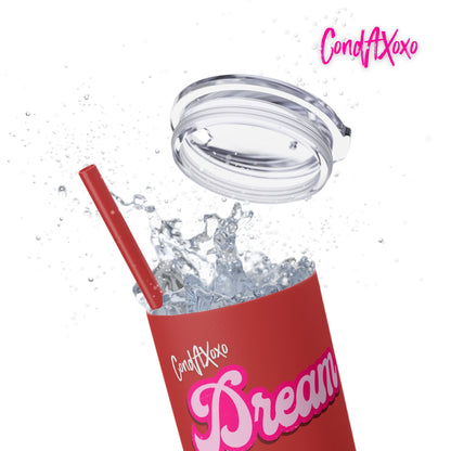 Dream Skinny Tumbler with Straw, 20oz (White Logo) | Xoxo Market