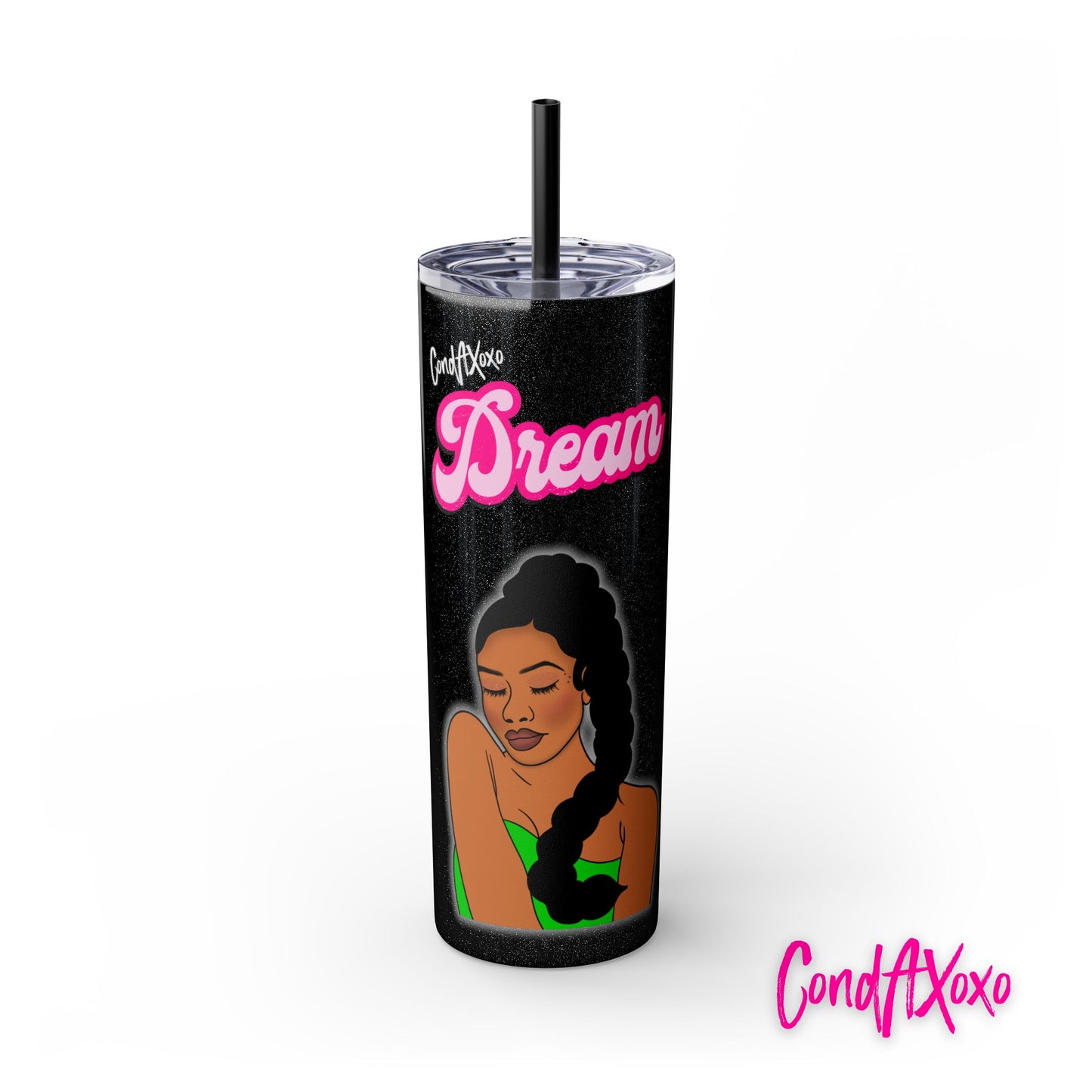 Dream Skinny Tumbler with Straw, 20oz (White Logo) | Xoxo Market