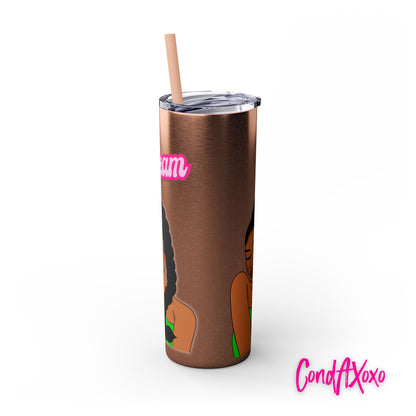 Dream Skinny Tumbler with Straw, 20oz (Green Logo) | Xoxo Market