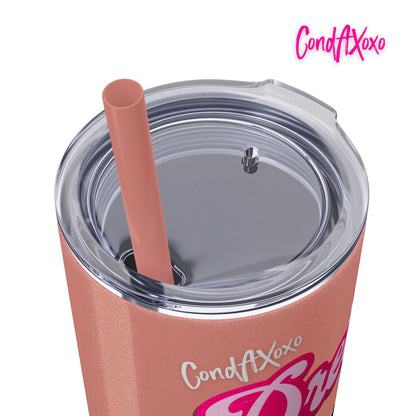 Dream Skinny Tumbler with Straw, 20oz (White Logo) | Xoxo Market