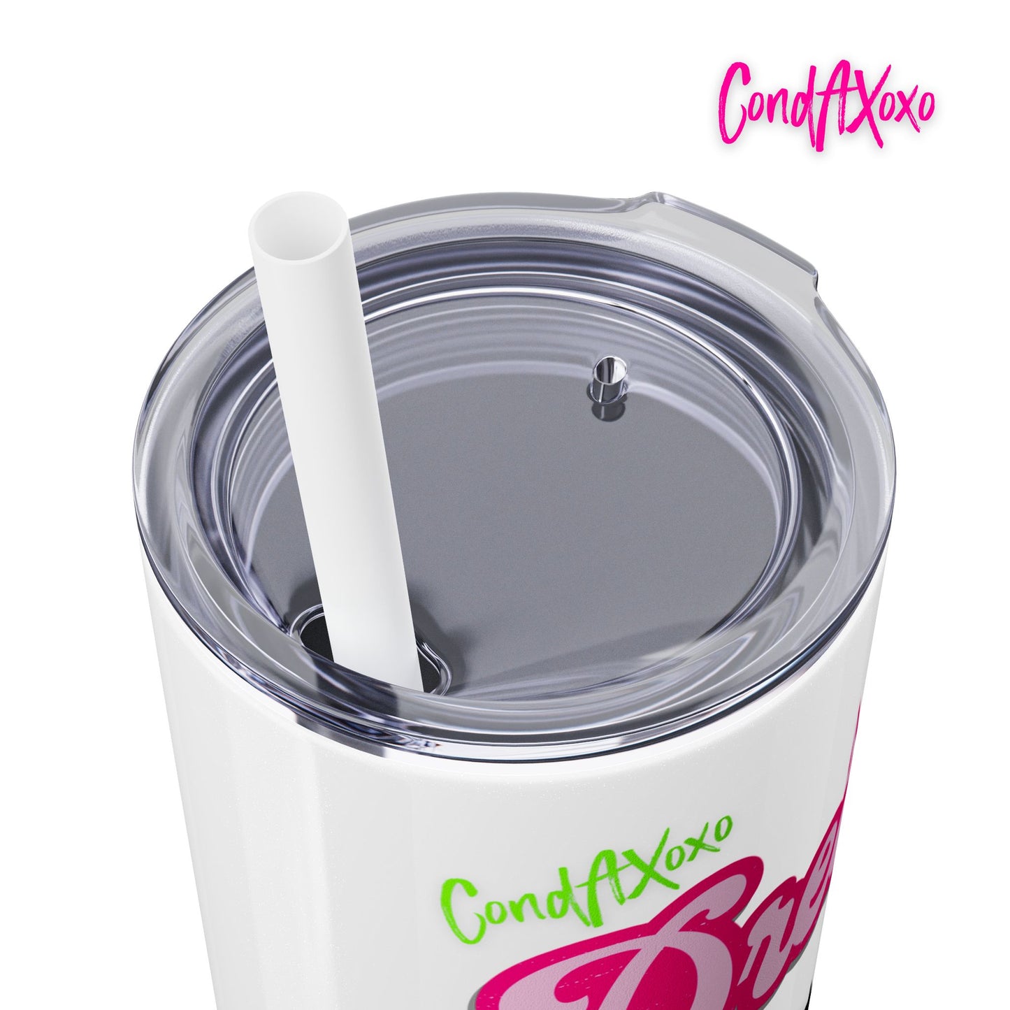 Dream Skinny Tumbler with Straw, 20oz (Green Logo) | Xoxo Market