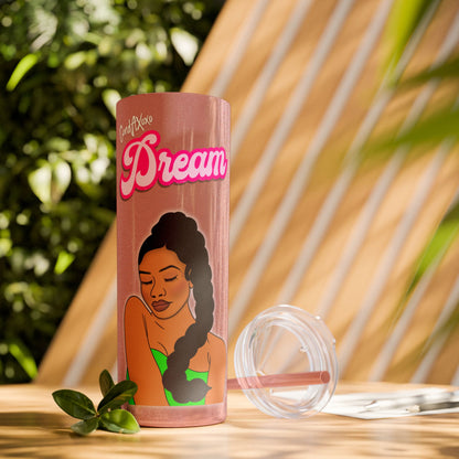 Dream Skinny Tumbler with Straw, 20oz (White Logo) | Xoxo Market