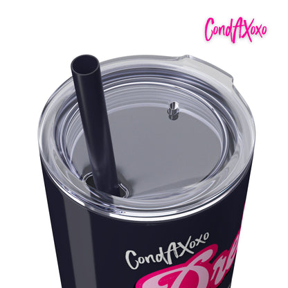 Dream Skinny Tumbler with Straw, 20oz (White Logo) | Xoxo Market