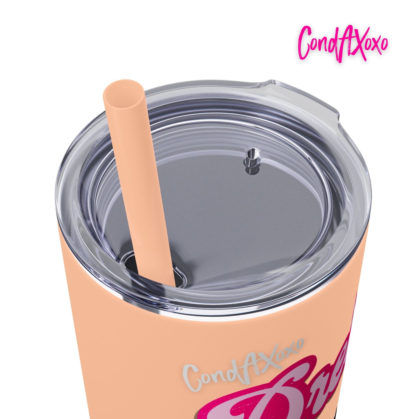 Dream Skinny Tumbler with Straw, 20oz (White Logo) | Xoxo Market