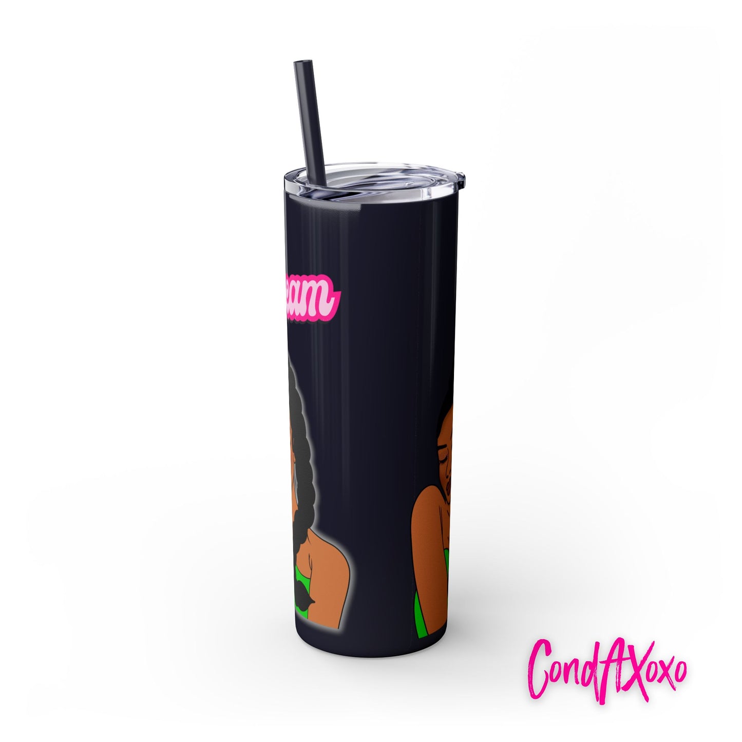 Dream Skinny Tumbler with Straw, 20oz (Green Logo) | Xoxo Market