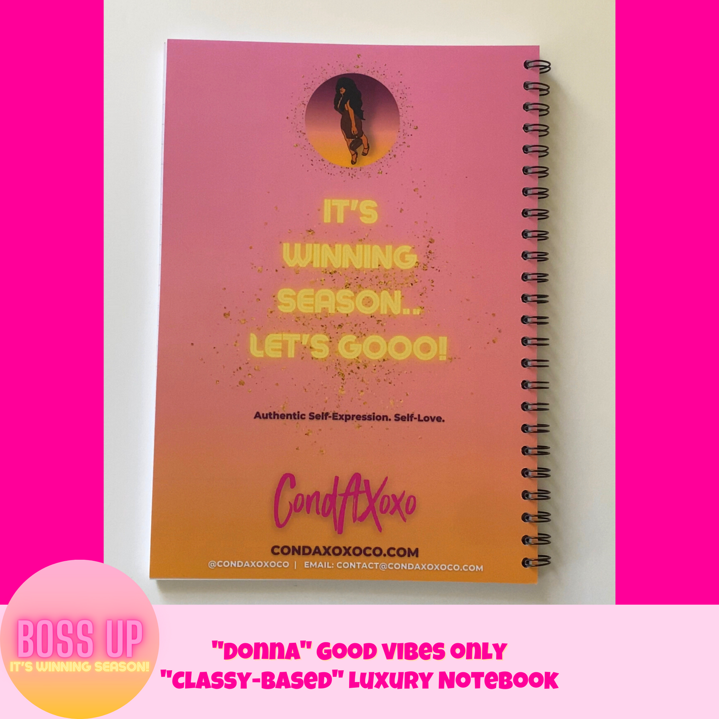 Good Vibes Only "It's Winning Season!" Classy-Based Luxury Wired Notebook | No Shadow Back Cover