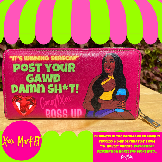 "Post Your Gawd Damn Sh*t!" Raspberry Zipper Wallet