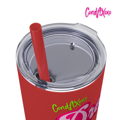 Dream Skinny Tumbler with Straw, 20oz (Green Logo) | Xoxo Market