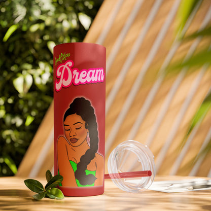 Dream Skinny Tumbler with Straw, 20oz (Green Logo) | Xoxo Market