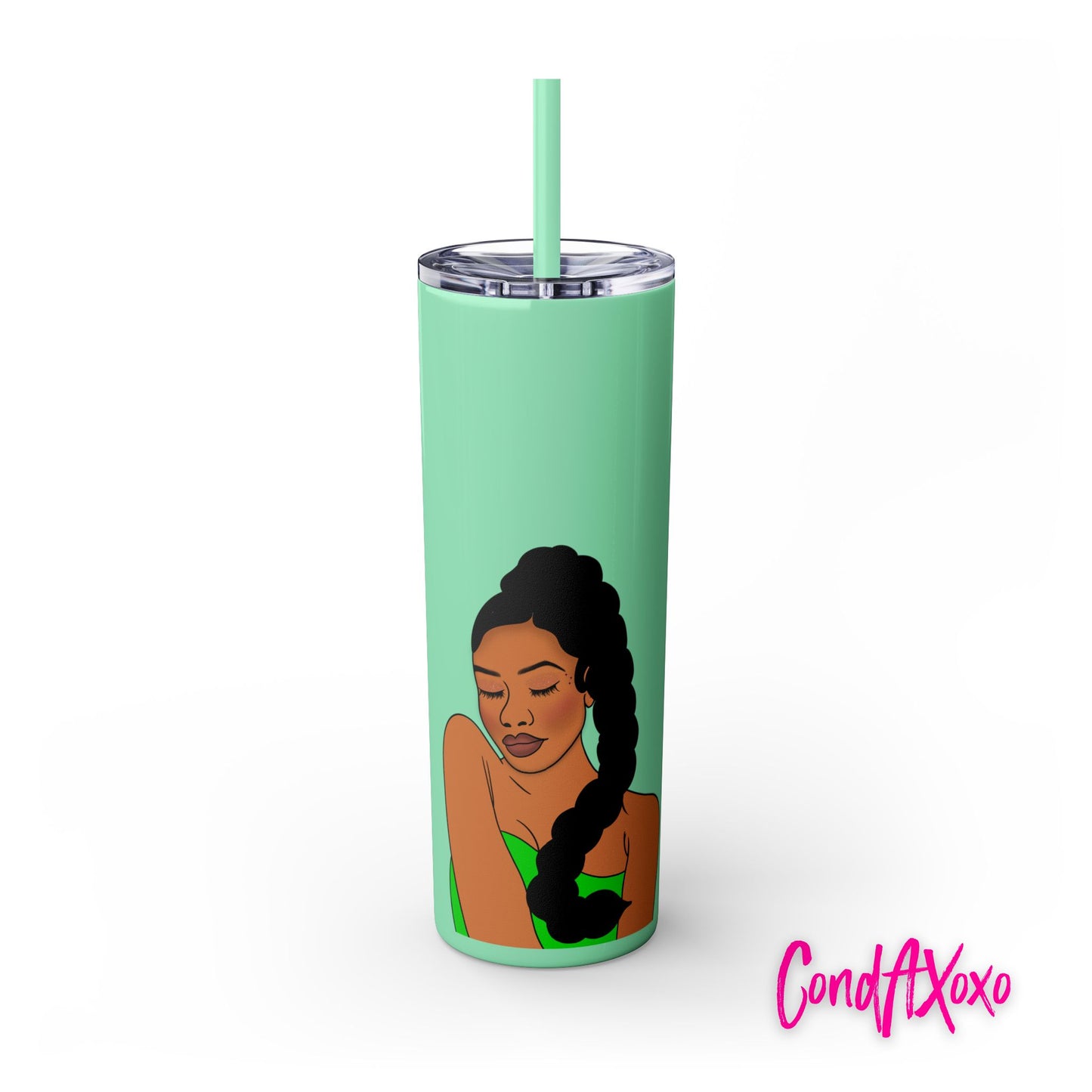 Dream Skinny Tumbler with Straw, 20oz (Green Logo) | Xoxo Market