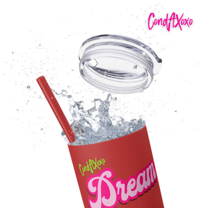 Dream Skinny Tumbler with Straw, 20oz (Green Logo) | Xoxo Market