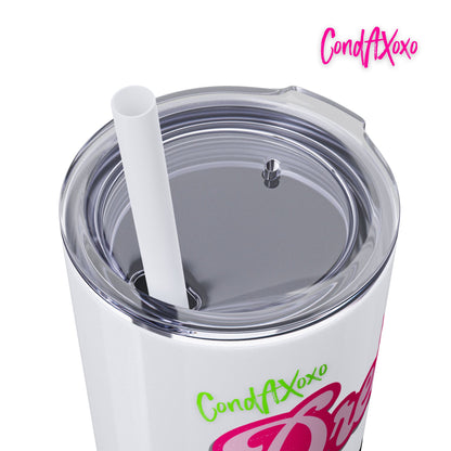 Dream Skinny Tumbler with Straw, 20oz (Green Logo) | Xoxo Market