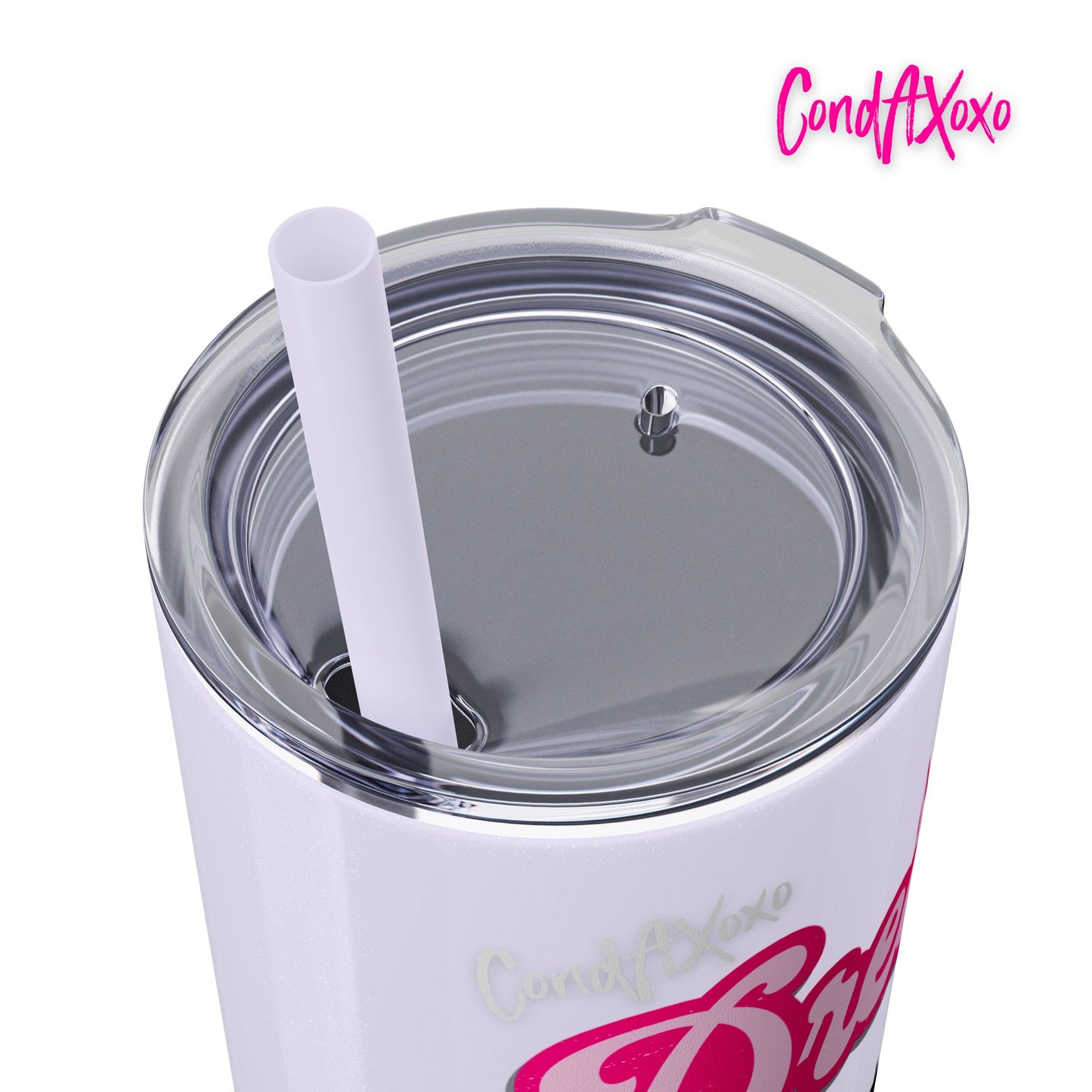 Dream Skinny Tumbler with Straw, 20oz (White Logo) | Xoxo Market