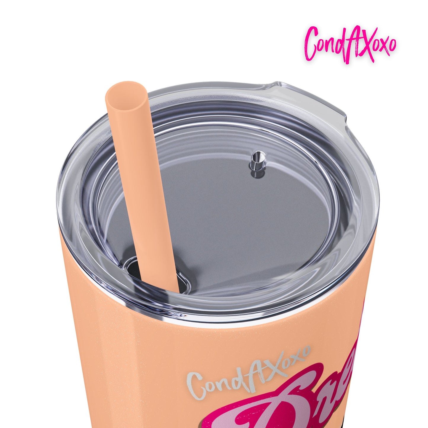 Dream Skinny Tumbler with Straw, 20oz (White Logo) | Xoxo Market