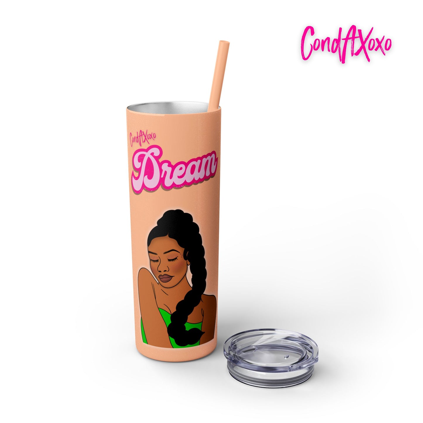 Dream Skinny Tumbler with Straw, 20oz (Pink Logo) | Xoxo Market