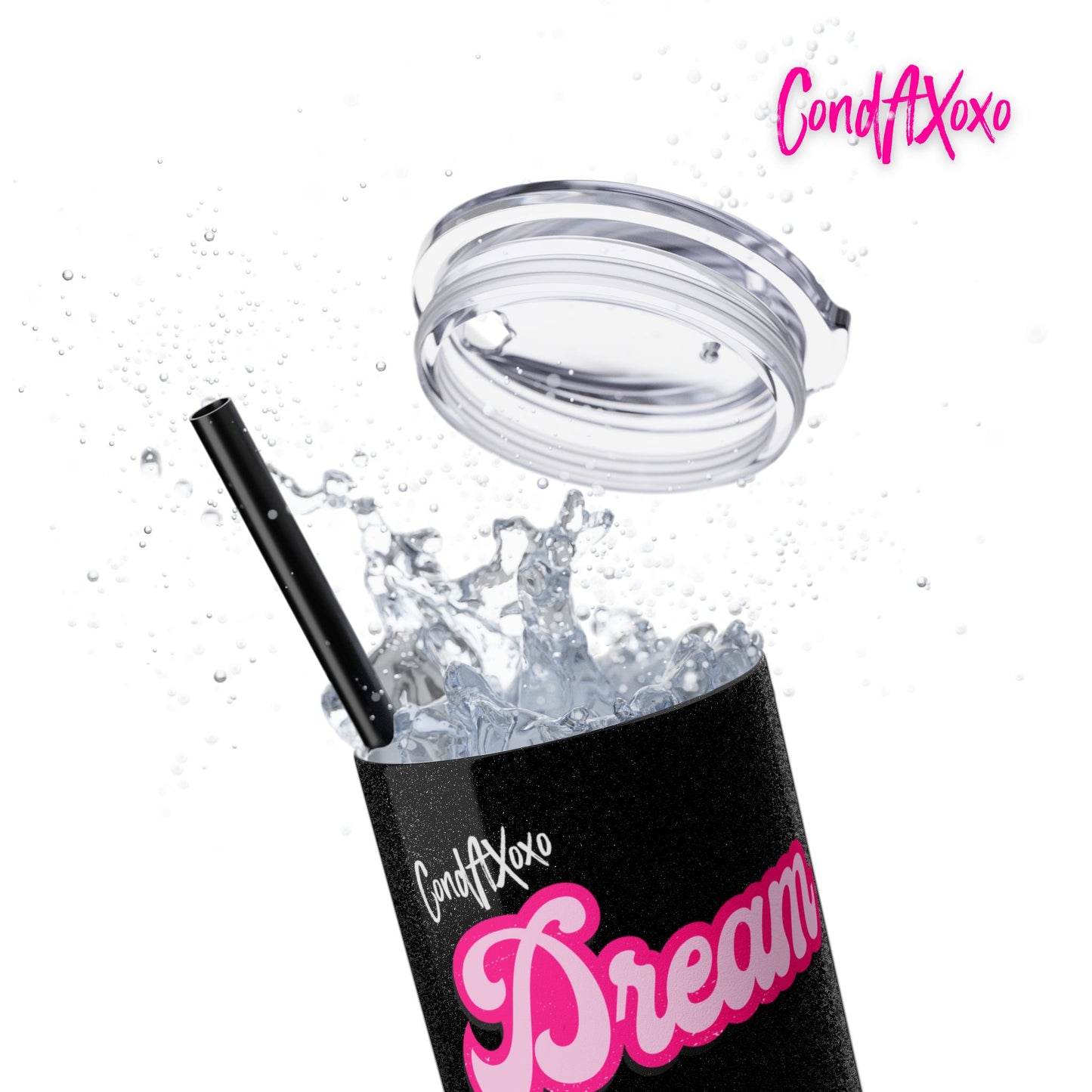 Dream Skinny Tumbler with Straw, 20oz (White Logo) | Xoxo Market